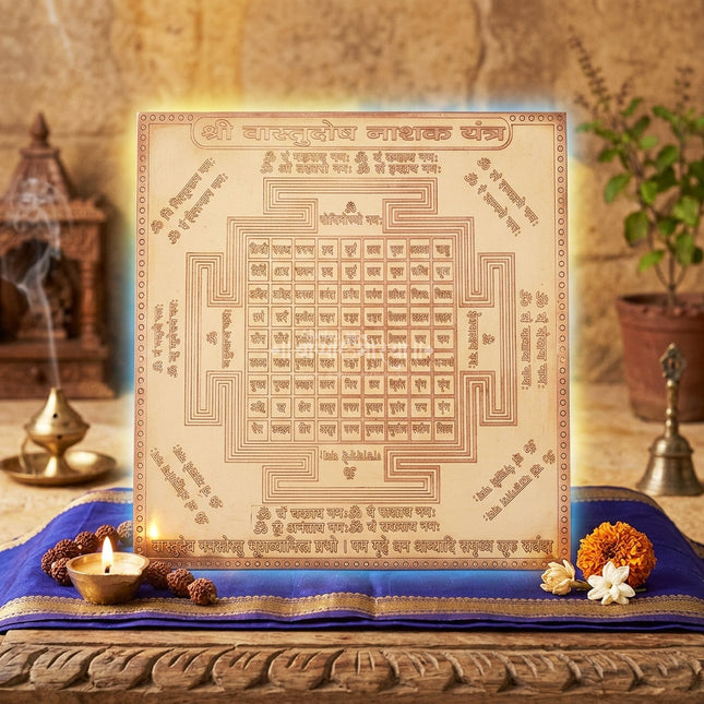 Shree Vastu Dosha Nashak Yantra  in Copper Ideal for Home & Office Main Door Placement- Enhances Positive Energy  - 12x12 inches Yantra
