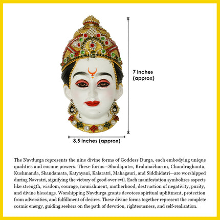 Navdurga Devi Face Set – Navratri Navshakti Navchandi Navdevi | Nine Mata / Nine Shakti Idols – 9 Manifestations of Maa Durga for Home Temple, Puja, Mandir & Office Décor ( Set Of 9)