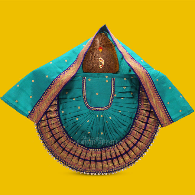 Rajnandani Kolhapuri Mata Rani  Devi Dress | Traditional Goddess Dress Poshak for Lakshmi Durga Ambabai Kalash Sthapana Margashirsh Puja | Navratri Traditional Dress Poshak (12 Inch Poshak)