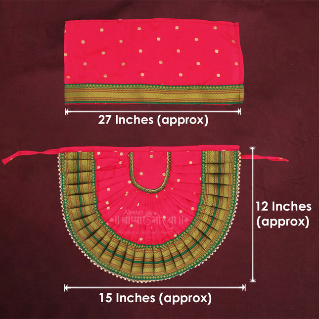 Rajnandani Kolhapuri Kalash Pooja Saree Matarani Dress for Mahalakshmi Chunri Patka/Lehengha Patka Dress for Devi /Poshak for Devi Margashirsh Puja Items(12 inch poshak)