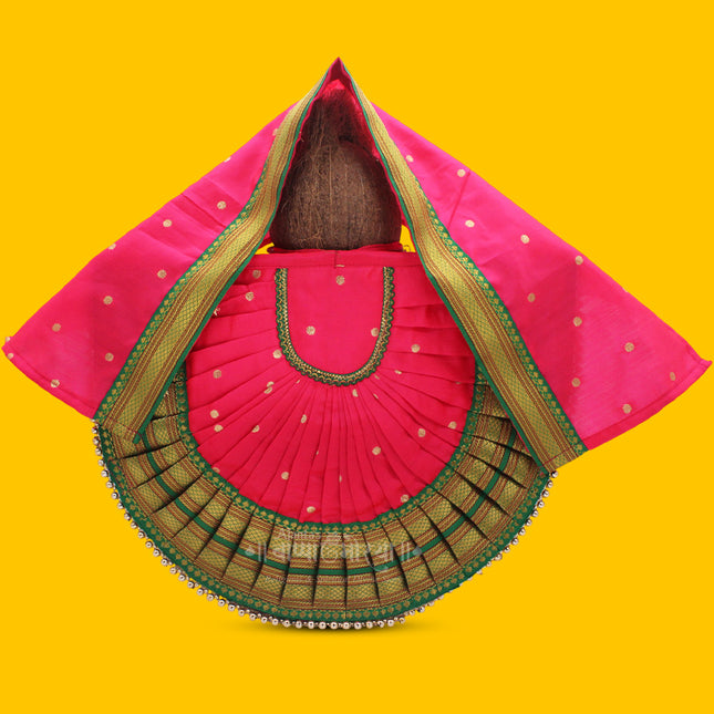 Rajnandani Kolhapuri Kalash Pooja Saree Matarani Dress for Mahalakshmi Chunri Patka/Lehengha Patka Dress for Devi /Poshak for Devi Margashirsh Puja Items(12 inch poshak)