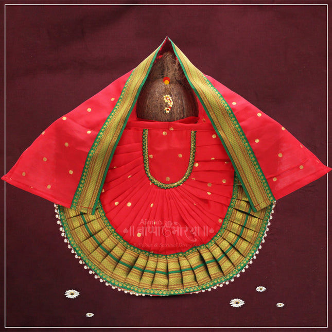 Rajnandani Mahalaxmi Devi Dress | Authentic Kolhapuri Lakshmi Poshak for Puja & Mandir Kalash Sthapana Poshak for Margashirsh Puja | Traditional Kalash Shringar Dress for Navratri