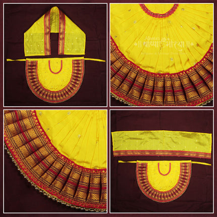 Rajnandani Kolhapuri Mahalaxmi Devi Dress | Traditional Goddess Dress Poshak for Lakshmi Durga Ambabai Kalash Sthapana Margashirsh Puja | Navratri Traditional Dress Poshak-(12 Inch Poshak,Yellow)