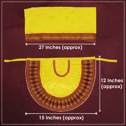 Rajnandani Kolhapuri Mahalaxmi Devi Dress | Traditional Goddess Dress Poshak for Lakshmi Durga Ambabai Kalash Sthapana Margashirsh Puja | Navratri Traditional Dress Poshak-(12 Inch Poshak,Yellow)