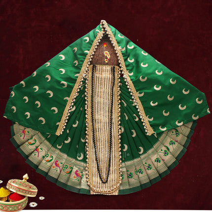 Karveer Nivasini Mahalaxmi Devi Dress | Traditional Ambabai Kolhapur Poshak for Goddess Idol | Kalash Sthapana Margashirsh Navratri Guruvar Vratam Puja Traditional Dress Poshak for Devi Maa (12 Inch)