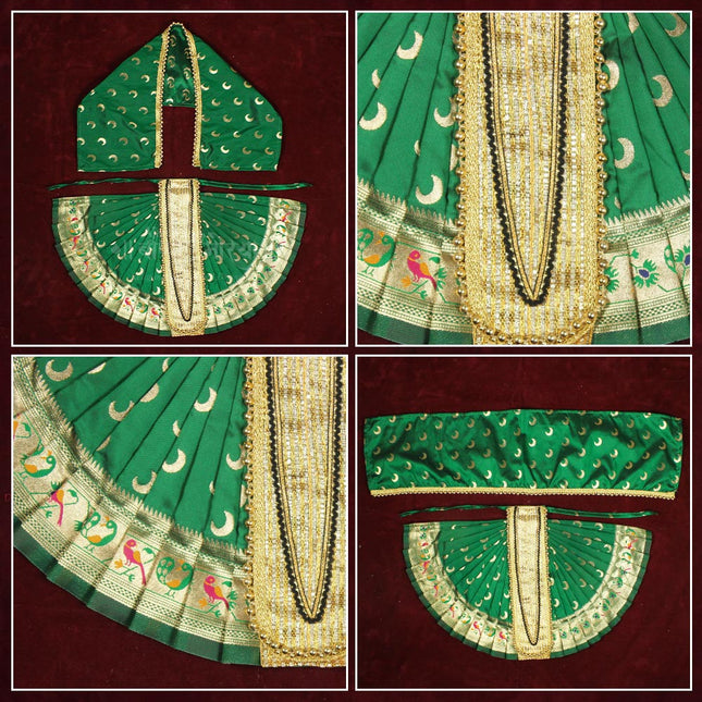 Karveer Nivasini Mahalaxmi Devi Dress | Traditional Ambabai Kolhapur Poshak for Goddess Idol | Kalash Sthapana Margashirsh Navratri Guruvar Vratam Puja Traditional Dress Poshak for Devi Maa (12 Inch)