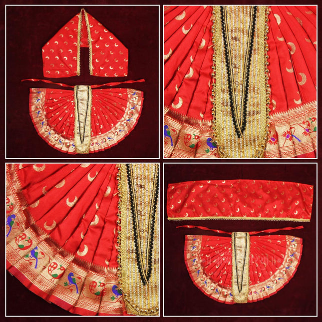 Karveer Nivasini Mahalaxmi Devi Dress – Traditional Kolhapur Ambabai Poshak for Goddess Idol | Puja, Kalash Sthapana, Margashirsh Navratri & Guruvar Vratam Attire for Devi Maa (12 Inch Poshak)