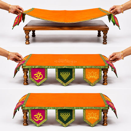 Velvet Chaurang Aasan (चौरंग आसन) | Puja Chowki Cloth for Navratri, Diwali, Kalash Sthapana & Daily Worship (20 × 20 inches)