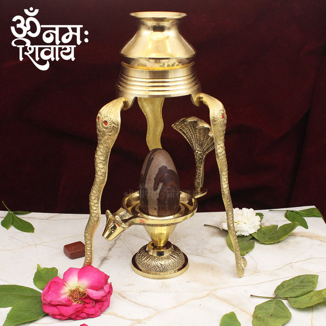 GangaDhara Oval Shape Mahadev Shivlingam | Lord Shiva Puja Set for Home Mandir & Abhishek Lord Shiva Puja Set Including Abhishek Accessories for Home Mandir, Shravan Month, Mahashivratri & Spiritual Worship