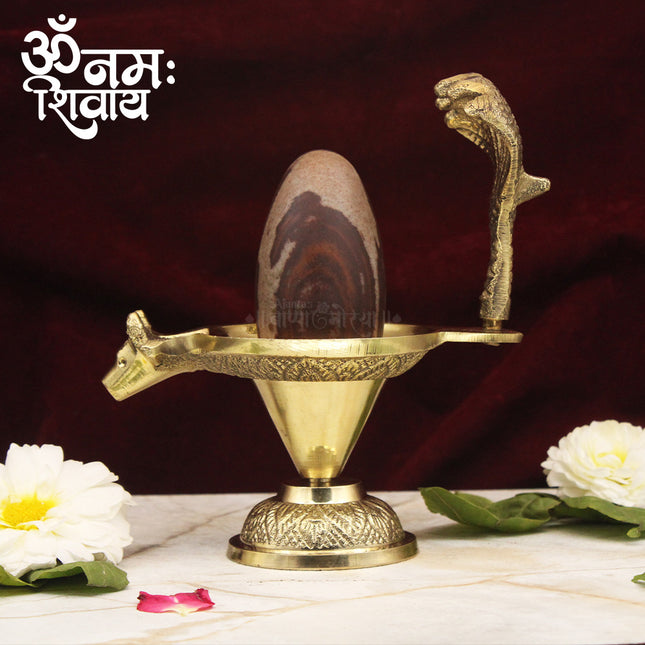 GangaDhara Oval Shape Mahadev Shivlingam | Lord Shiva Puja Set for Home Mandir & Abhishek Lord Shiva Puja Set Including Abhishek Accessories for Home Mandir, Shravan Month, Mahashivratri & Spiritual Worship