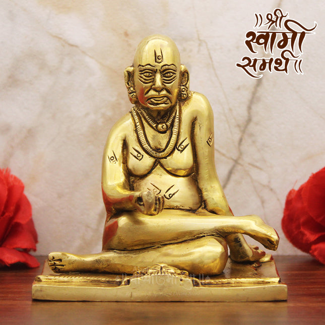 Uniquely Crafted Idol of Swami Samarth Sculpture Brass Akkalkot Swami Samarth Maharaj Idol  Swamy Samarth Maharaj | Akkalkot Maharaj | Akkalkot Swamy 6.5 Inch - Religious Statue for Pooja, Home Decor