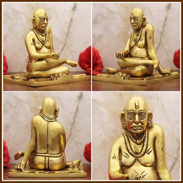 Uniquely Crafted Idol of Swami Samarth Sculpture Brass Akkalkot Swami Samarth Maharaj Idol  Swamy Samarth Maharaj | Akkalkot Maharaj | Akkalkot Swamy 6.5 Inch - Religious Statue for Pooja, Home Decor
