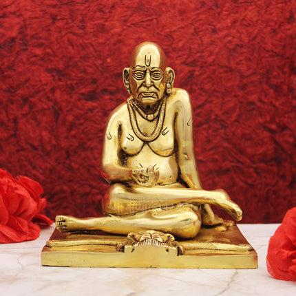 Swami Samarth  Akkalkot Bhramandnayak Brass Statue | Handcrafted by Indian Artisans | Decorative Spiritual Murti for Home Temple & Festive Gift Use (4 Inch )