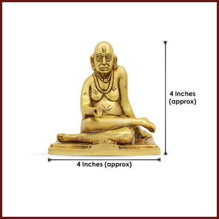 Swami Samarth  Akkalkot Bhramandnayak Brass Statue | Handcrafted by Indian Artisans | Decorative Spiritual Murti for Home Temple & Festive Gift Use (4 Inch )