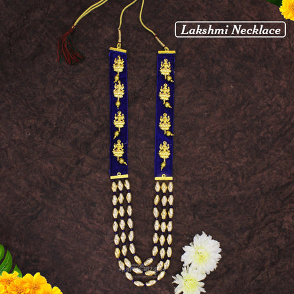 Goddess Lakshmi Haar Necklace – Traditional Shringar Jewellery for Mandir, Navratri & Festive Puja Lakshmi Devi Haar for Shringar – Decorative Goddess Necklace for Mandir, Navratri & Religious Rituals