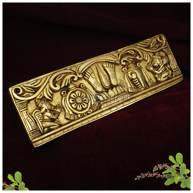 Shankh Naman Chakra Plate for Main Door – Vastu Rectification Pooja Plate Brass Shankh Chakra Namah Showpiece  Shankha Chakra Tilak  Shankha Gada Padma Padmanabha Swami Vishnu | Home Decor | Golden-Brown