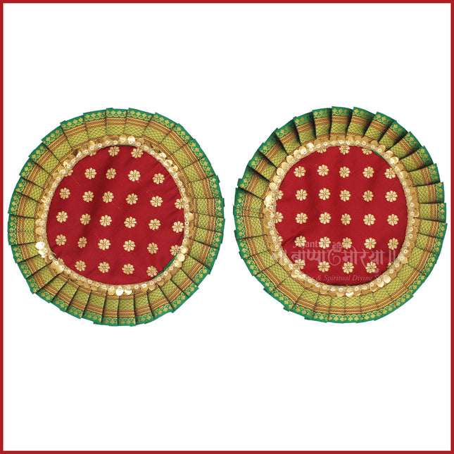 Paithani Samai Kalash Asan 9 Inch | Traditional Maharashtrian Pooja Mat for Samai, Diya & Kalash Sthapana (9 inches Diameter) (Set of 2)