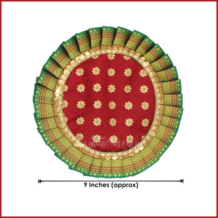 Paithani Samai Kalash Asan 9 Inch | Traditional Maharashtrian Pooja Mat for Samai, Diya & Kalash Sthapana (9 inches Diameter) (Set of 2)