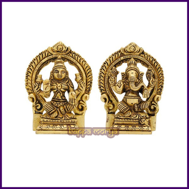 Set of Ganesh Lakshmi Idol in Brass | Lord Ganesha & Goddess Lakshmi Murti for Home Mandir, Diwali Puja & Temple Worship