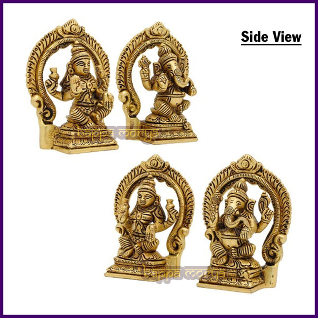 Set of Ganesh Lakshmi Idol in Brass | Lord Ganesha & Goddess Lakshmi Murti for Home Mandir, Diwali Puja & Temple Worship