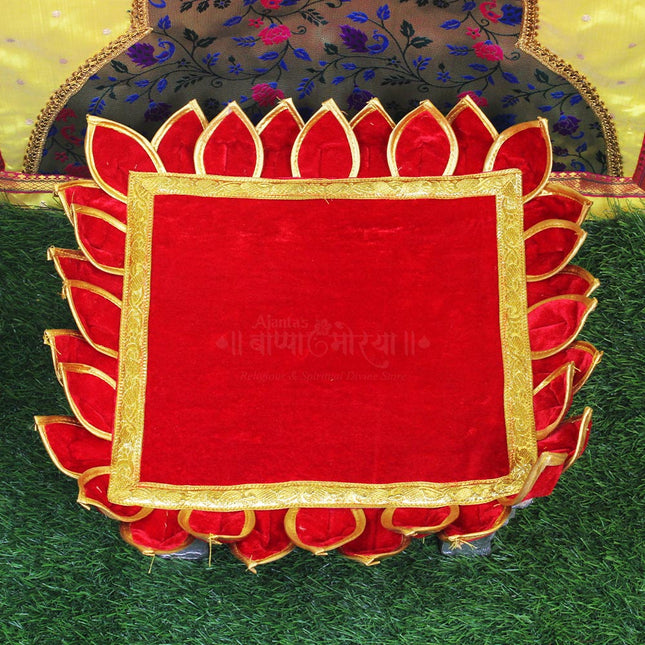 Lotus Shape Velvet Chaurang Aasan चौरंग आसन For Puja  ( 12×18 Inch )