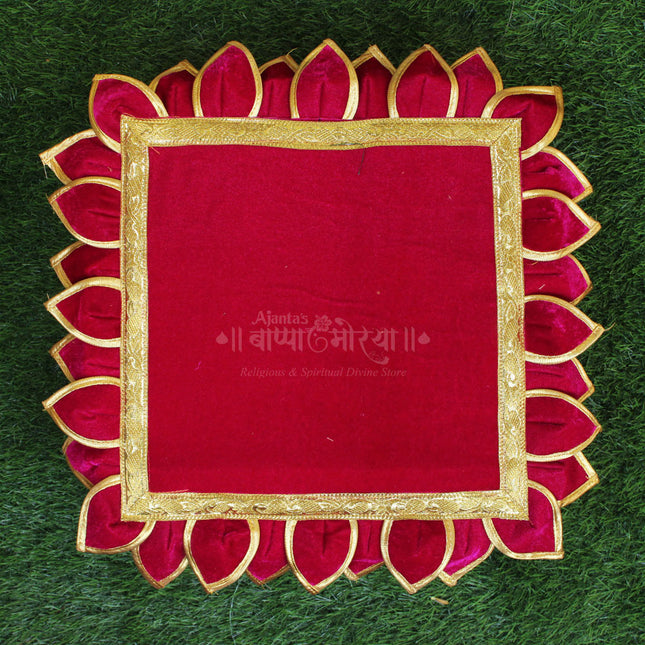 Velvet Chaurang Aasan चौरंग आसन  for Pooja Pooja Chowki Cloth Mat for Diya Kalash & Idol Placement  Mandir Aasan for Home Temple