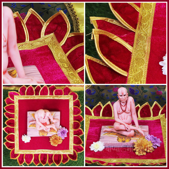 Velvet Chaurang Aasan चौरंग आसन  for Pooja Pooja Chowki Cloth Mat for Diya Kalash & Idol Placement  Mandir Aasan for Home Temple