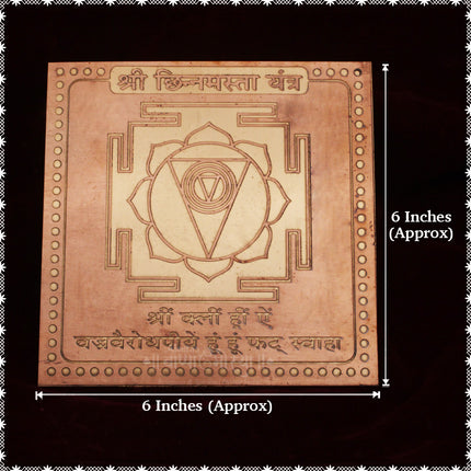 Shree Chinnamasta Yantra Copper 6×6 Inch | Powerful Tantra Protection & Energy Shield | Devi Chinnamasta Pooja Yantra for Home Temple