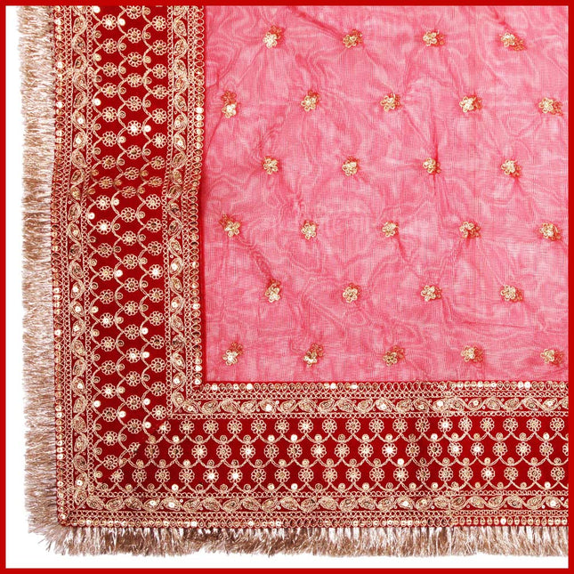 Aditri Creation Telón de fondo decorativo rojo de tela Chunari (tamaño Aditri Creation Telón de fondo decorativo rojo de tela Chunari (tamaño