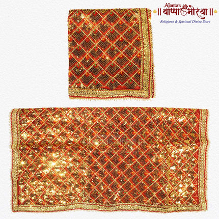 Premium Red Devi Chunnri with Golden Border | Mata Ki Chunri for Navratri, Durga Puja, Kalash & Mandir Decoration (2 meter)