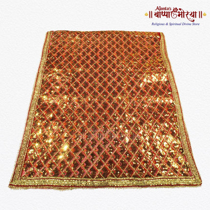 Premium Red Devi Chunnri with Golden Border | Mata Ki Chunri for Navratri, Durga Puja, Kalash & Mandir Decoration (2 meter)