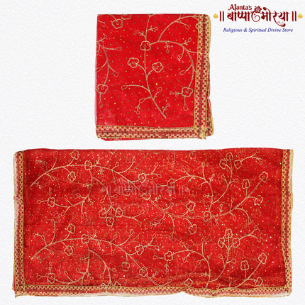 Mata Rani Devi Chunri (2 Metres, Big Red Net Cloth) | Navratri & Chaitra Navratri Pooja Chunari for Devi Sati, Kul Swamini, Mata Ki Chowki, Weddings & Dulhan Decoration | Multipurpose Use