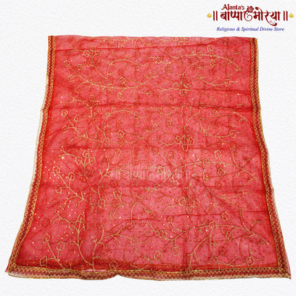 Mata Rani Devi Chunri (2 Metres, Big Red Net Cloth) | Navratri & Chaitra Navratri Pooja Chunari for Devi Sati, Kul Swamini, Mata Ki Chowki, Weddings & Dulhan Decoration | Multipurpose Use
