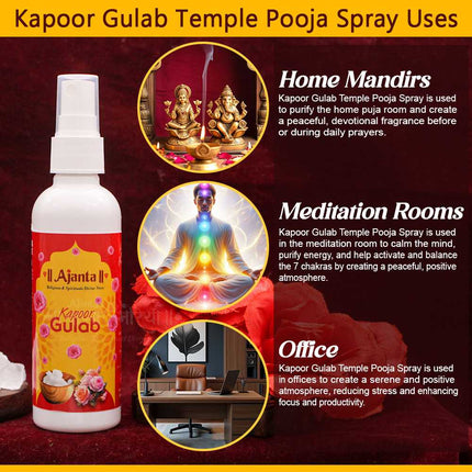 Kapoor Gulab Temple Pooja Spray – Divine Rose & Camphor Fragrance for Daily Worship Long-Lasting Temple Freshness (100 ml)