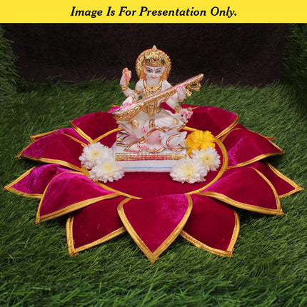 Kamal Aasan Velvet Pooja Mat – Idol Base for Lakshmi, Gauri Ganpati, Saraswati, Durga, Varalakshmi, Ganesh | Margashish Puja, Navratri (16 Inch)