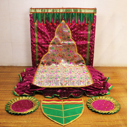 Handicraft Traditional Makhar/Mandap Ideas for Special Ganesh Chaturthi Decoration Navratri Margashirsha & Ghatsthapana Vratam Puja at Home for All Festivals Eco-Friendly Foldable Reusable Makar