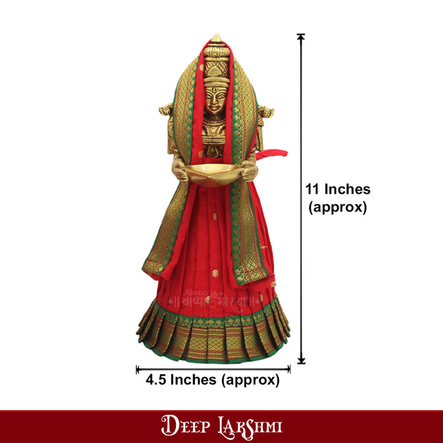 Brass Paavai Vilakku (दीपलक्ष्मी )Deep Laxmi Diya Welcome Lady Holding Oil Diya Handcrafted Laxmi Diya Pital Deepam Brass Lakshmi Holding with Diya Lakshmi Welcome Deep- Paavai Villakku