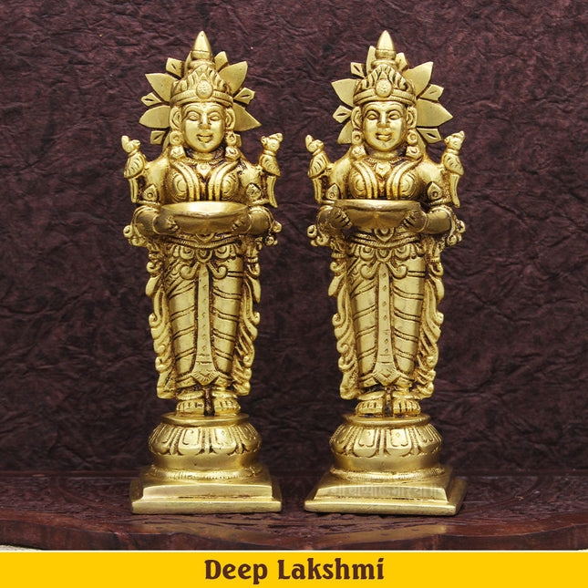 Handcrafted Paavai Vilakku  Deep Lakshmi Diya  for Home, Office & Mandir Decor  (Set Of 2)