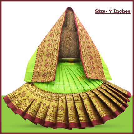 Devi Mata Laxmi Pujan | Kalash Sthapana Margashirsh Puja | Navratri Traditional Dress Poshak Lahanga- 7(Height) x 16(Length) Inches, Dupatta- 18(Length ) Inches Approx  (7 Inch Poshak)