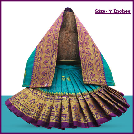 Devi Mata Laxmi Pujan | Kalash Sthapana Margashirsh Puja | Navratri Traditional Dress Poshak Lahanga- 7(Height) x 16(Length) Inches, Dupatta- 18(Length ) Inches Approx  (7 Inch Poshak)
