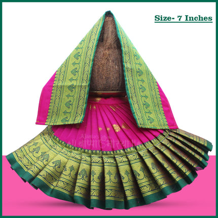 Devi Mata Laxmi Pujan | Kalash Sthapana Margashirsh Puja | Navratri Traditional Dress Poshak Lahanga- 7(Height) x 16(Length) Inches, Dupatta- 18(Length ) Inches Approx  (7 Inch Poshak)