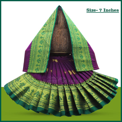 Devi Mata Laxmi Pujan | Kalash Sthapana Margashirsh Puja | Navratri Traditional Dress Poshak Lahanga- 7(Height) x 16(Length) Inches, Dupatta- 18(Length ) Inches Approx  (7 Inch Poshak)