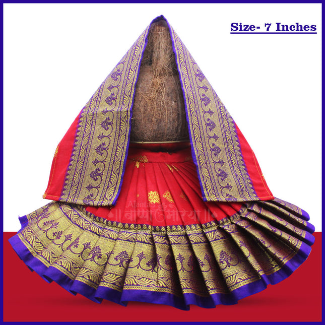 Devi Mata Laxmi Pujan | Kalash Sthapana Margashirsh Puja | Navratri Traditional Dress Poshak Lahanga- 7(Height) x 16(Length) Inches, Dupatta- 18(Length ) Inches Approx  (7 Inch Poshak)