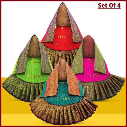 Mahalaxmi Dress Vastra/Poshak | Kalash Sthapana Margashirsh Puja| Traditional Dress Poshak for Devi Maa Lakshmi for Pujas - Size of Lehanga 9(Height) x 20 (Length) Inch  (9 Inches Poshak))