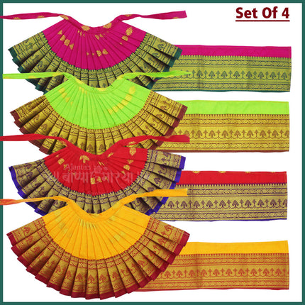 Maharani Devi Dress for Pooja – Traditional Lehenga & Dupatta for Goddess Idols ( Lehenga 16 Width x 7 Height) ( Duppatta - 18 Inches Length) (7 Inch Poshak)