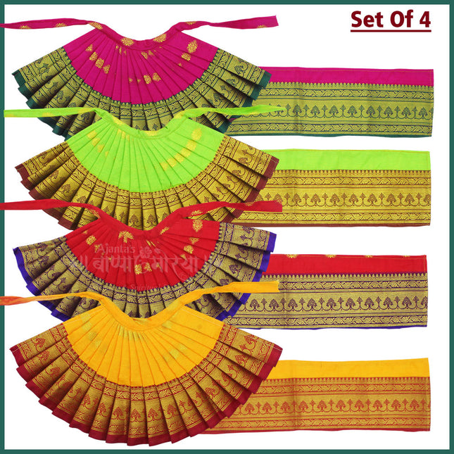 Maharani Devi Dress for Pooja – Traditional Lehenga & Dupatta for Goddess Idols ( Lehenga 16 Width x 7 Height) ( Duppatta - 18 Inches Length) (7 Inch Poshak)