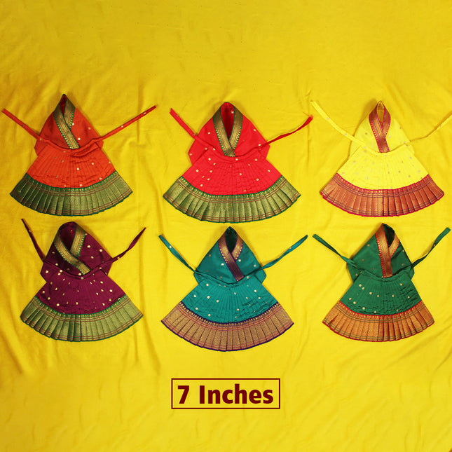 Devi Dress for Idol | Set of 6 Multicolor Poshak | Mata Rani Poshak for Durga, Laxmi, Santoshi Maa & Temple Decoration (7 Inch Poshak)