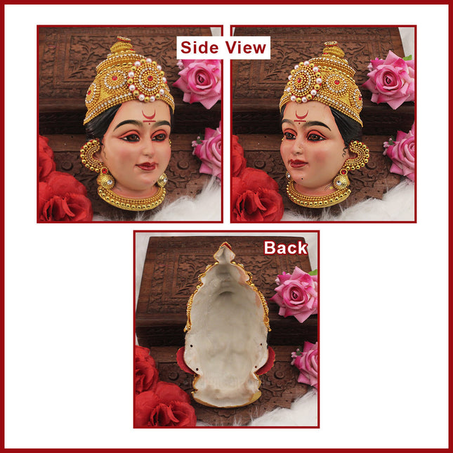Dhanshree Devi Face Mukhavata  Goddess Lakshmi Mata Traditional Face Pooja, Navratri & Margashish Temple Decoration (Size 1) ( 7 INCH)