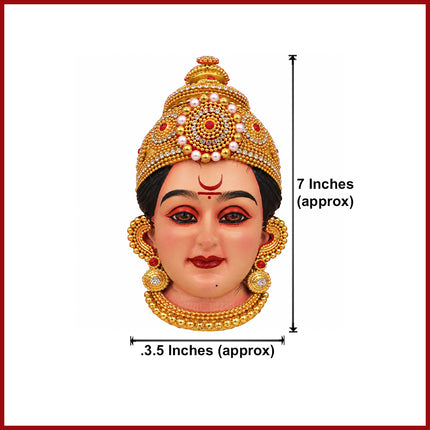 Dhanshree Devi Face Mukhavata  Goddess Lakshmi Mata Traditional Face Pooja, Navratri & Margashish Temple Decoration (Size 1) ( 7 INCH)
