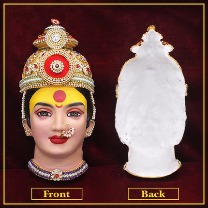 Sri/Shree Mahalaxmi Devi Mukut Divine Mahalaxmi Face – Handcrafted Mata Mukhavata for Home Temple, Navratri & Puja Decoration Traditional Devi Face Murti for Mandir & Festival Worship (DESIGN 1)